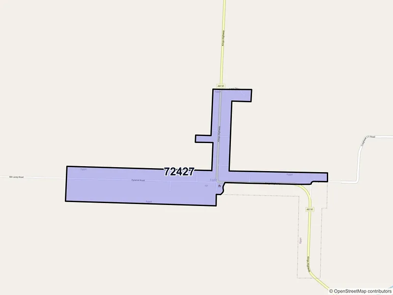 Map of Egypt, Arkansas and ZIP codes