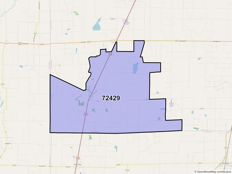 Map of ZIP Code 72429 — Fisher, AR