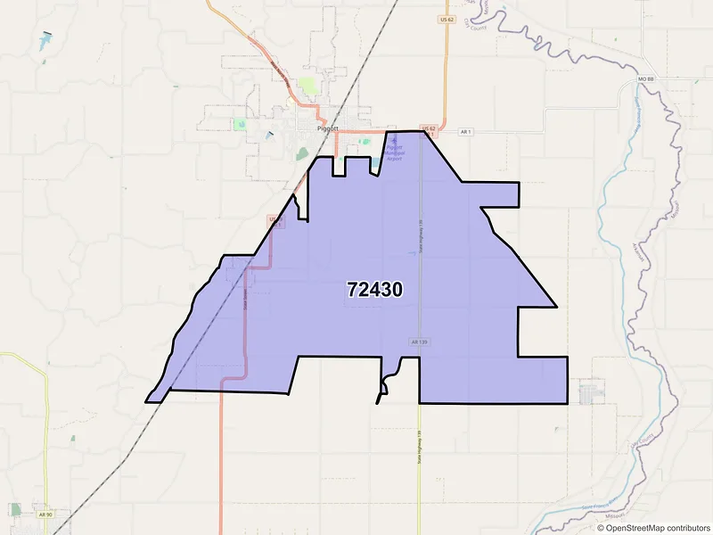 Map of ZIP Code 72430 — Greenway, AR