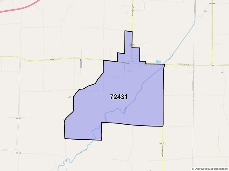 Map of Grubbs, Arkansas and ZIP codes