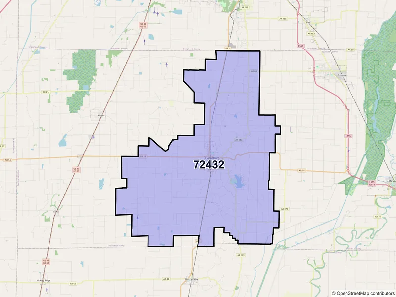 Map of ZIP Code 72432 — Harrisburg, AR