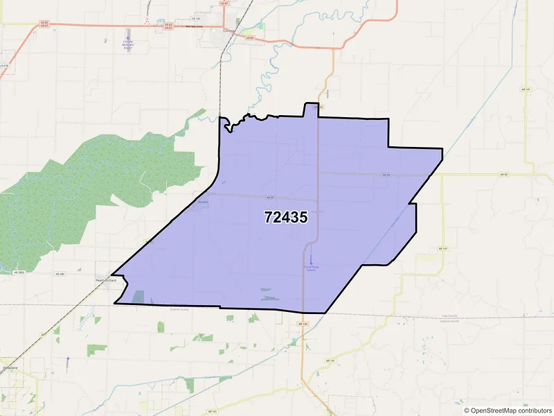 Map of ZIP Code 72435 — Knobel, AR