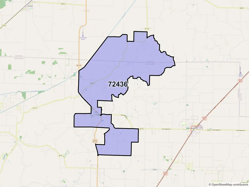 Map of ZIP Code 72436 — Lafe, AR