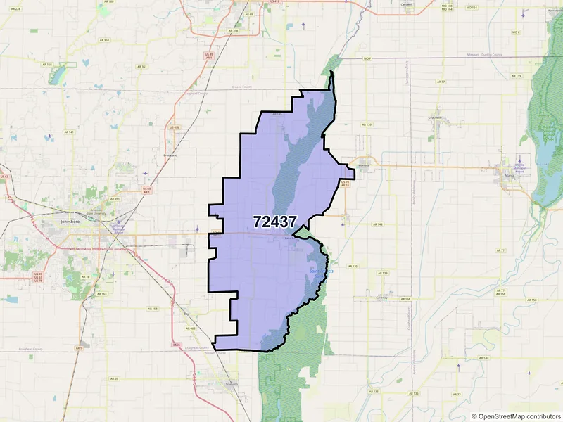 Map of ZIP Code 72437 — Lake City, AR