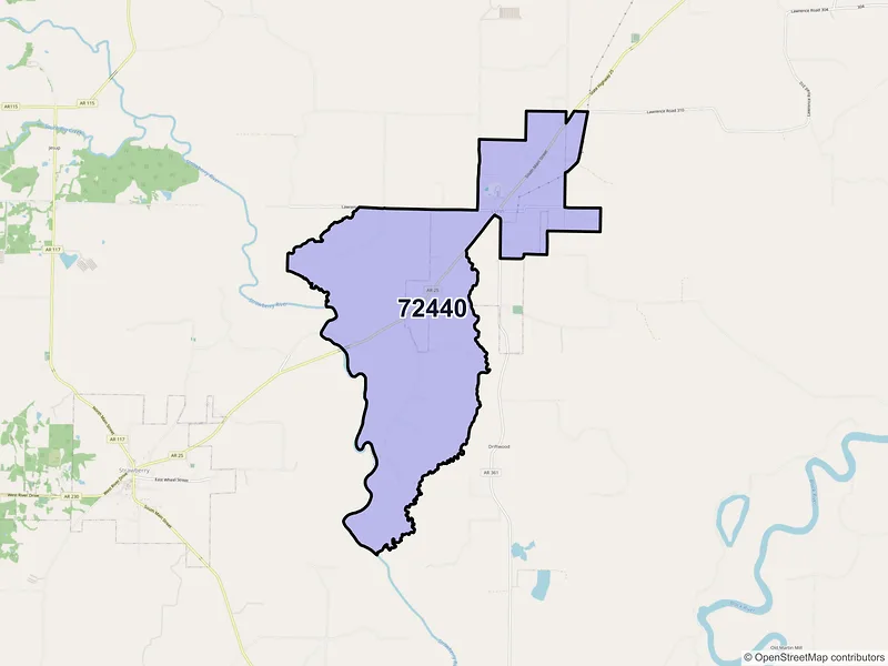 Map of ZIP Code 72440 — Lynn, AR
