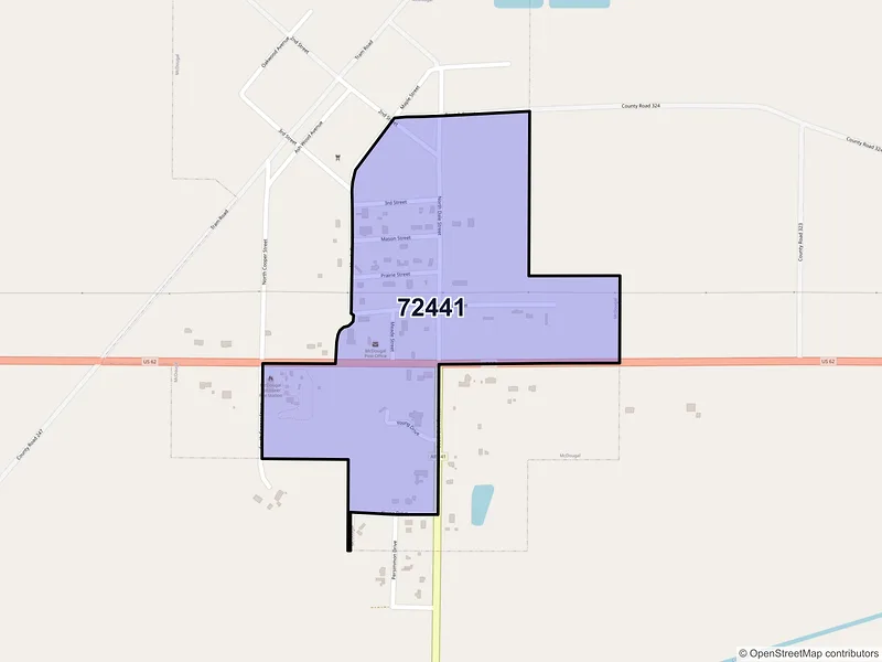 Map of Mc Dougal, Arkansas and ZIP codes