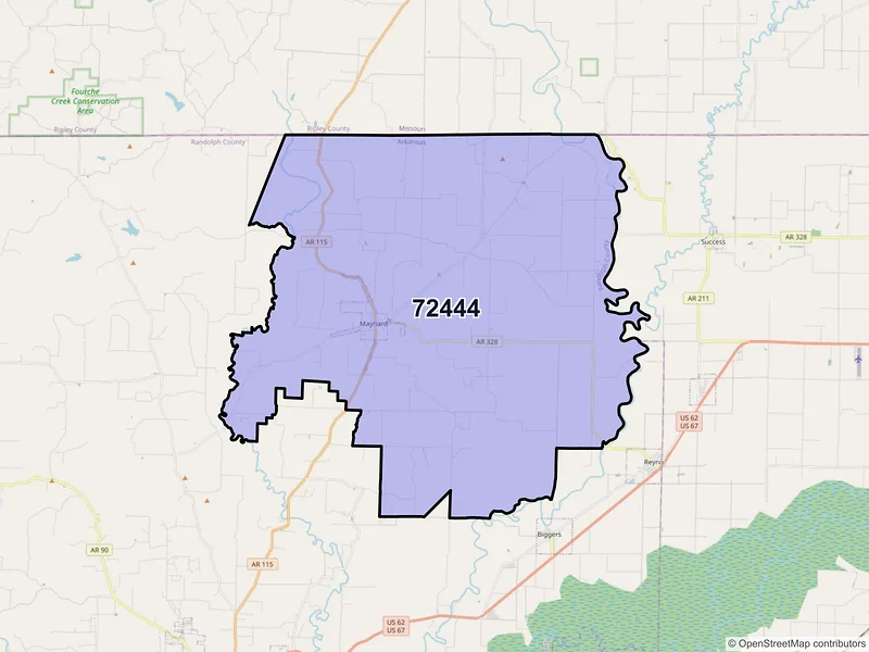 Map of ZIP Code 72444 — Maynard, AR