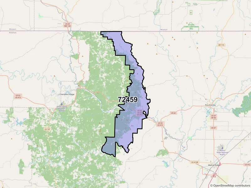 Map of Ravenden, Arkansas and ZIP codes