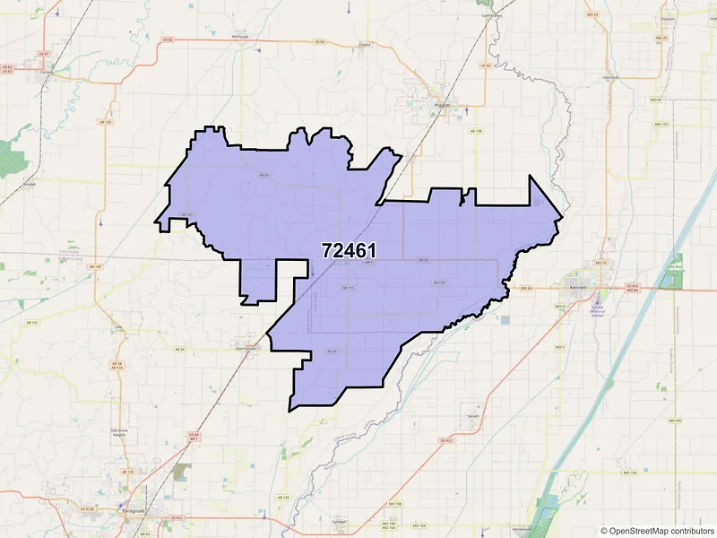 Map of ZIP Code 72461 — Rector, AR