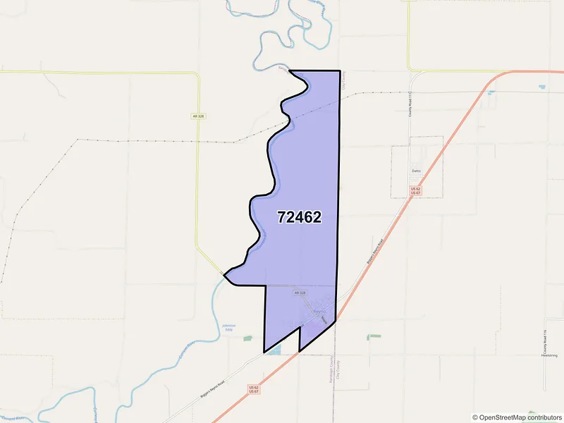 Map of Reyno, Arkansas and ZIP codes