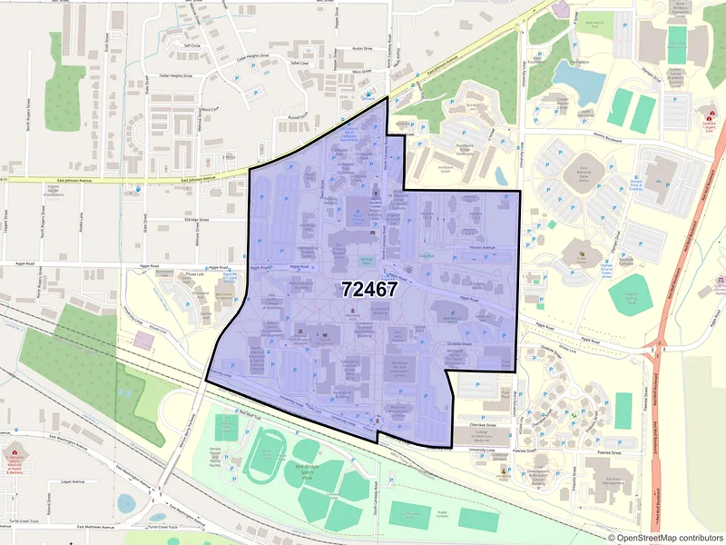 Map of State University, Arkansas and ZIP codes