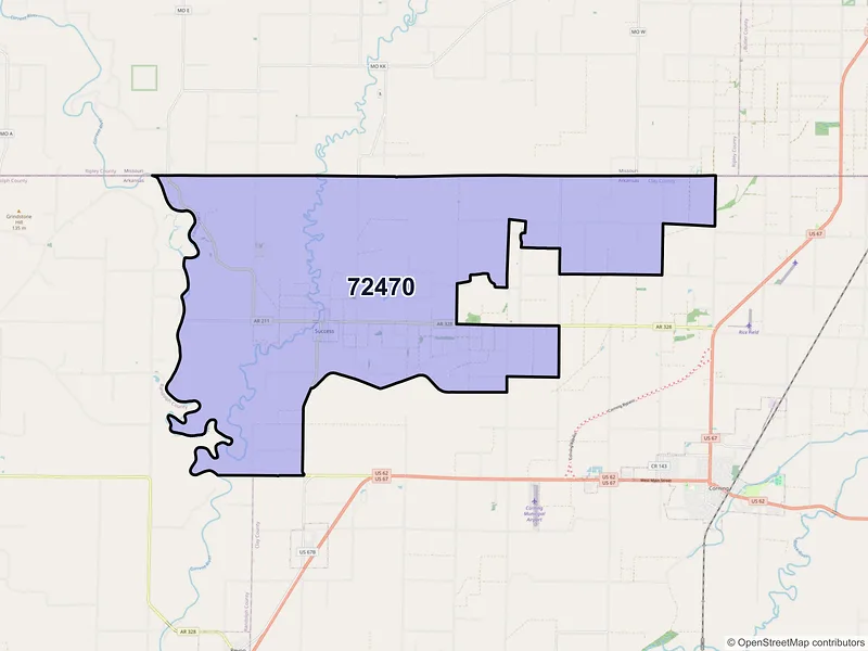Map of ZIP Code 72470 — Success, AR