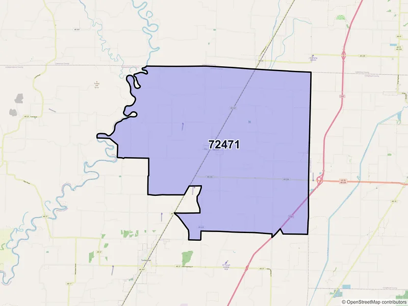 Map of ZIP Code 72471 — Swifton, AR