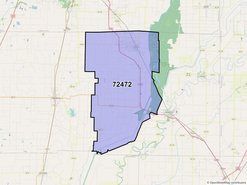 Map of ZIP Code 72472 — Trumann, AR