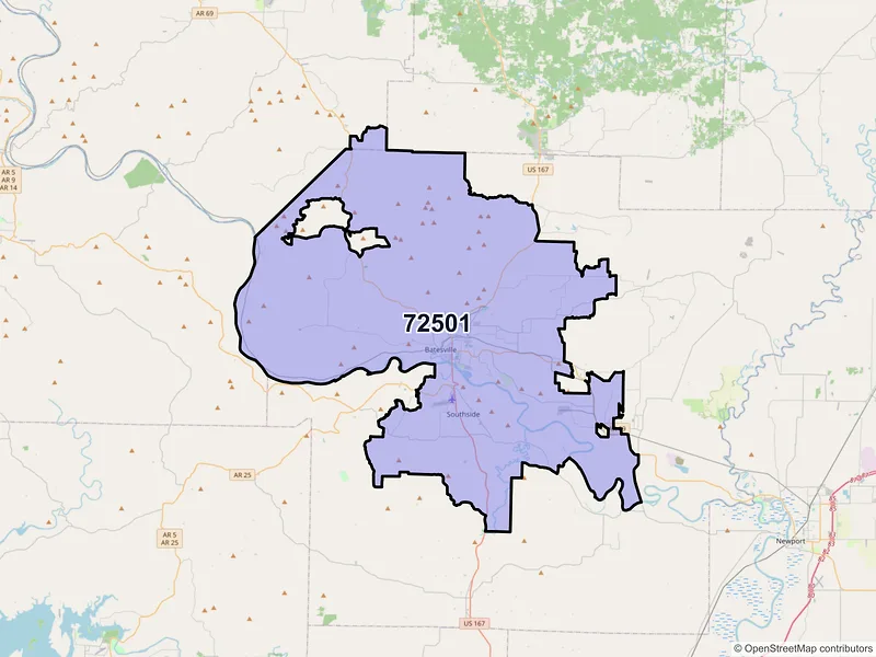 Map of ZIP Code 72501 — Batesville, AR