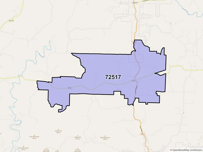 Map of ZIP Code 72517 — Brockwell, AR