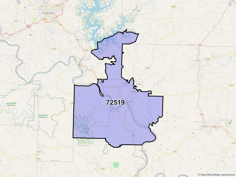Map of ZIP Code 72519 — Calico Rock, AR
