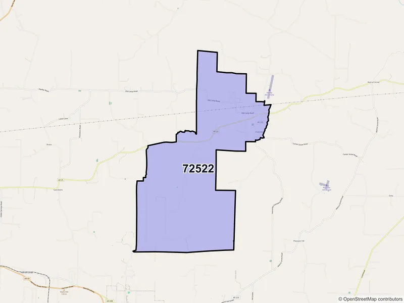 Map of ZIP Code 72522 — Charlotte, AR