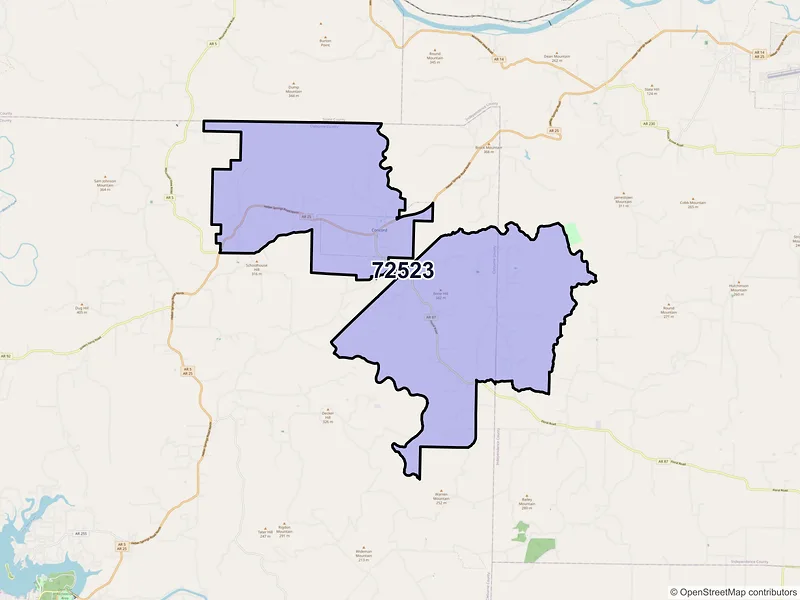 Map of ZIP Code 72523 — Concord, AR