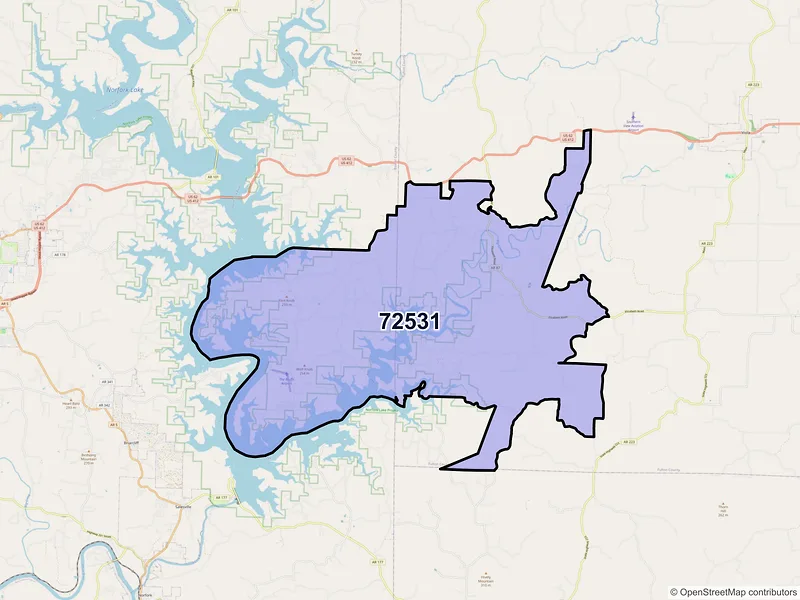 Map of ZIP Code 72531 — Elizabeth, AR