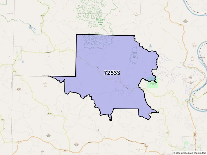 Map of ZIP Code 72533 — Fifty Six, AR