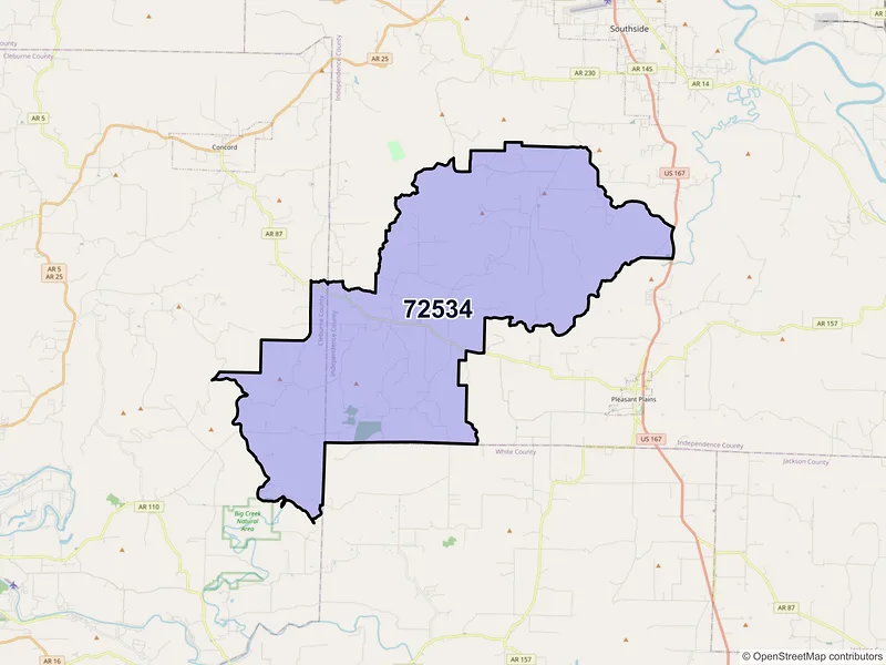 Map of Floral, Arkansas and ZIP codes