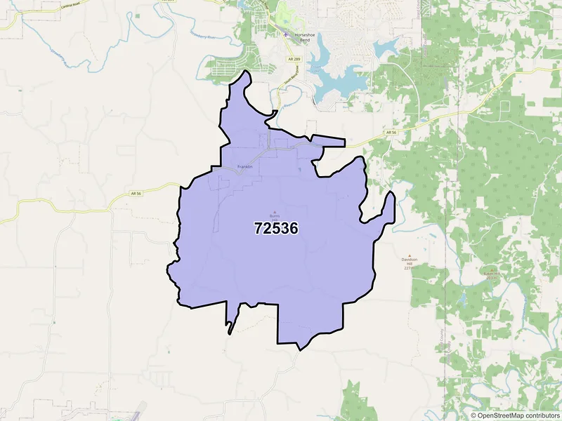 Map of ZIP Code 72536 — Franklin, AR
