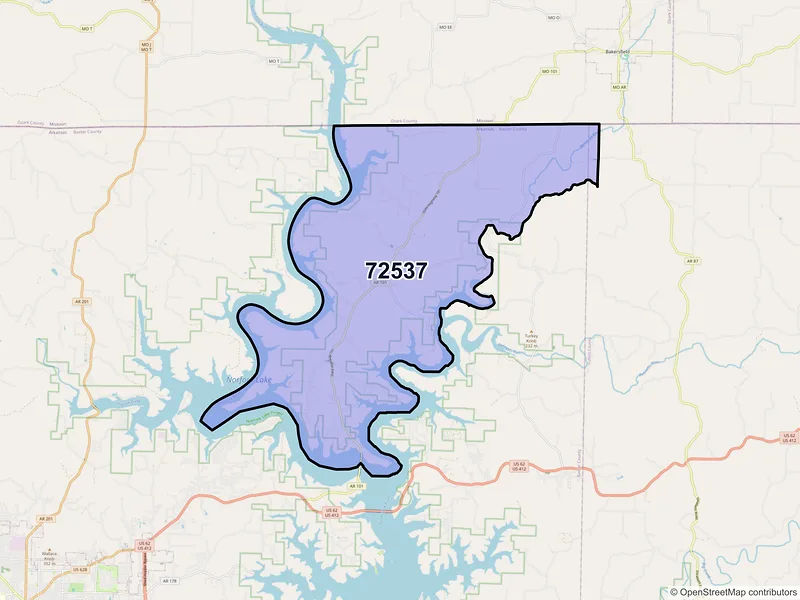 Map of Gamaliel, Arkansas and ZIP codes