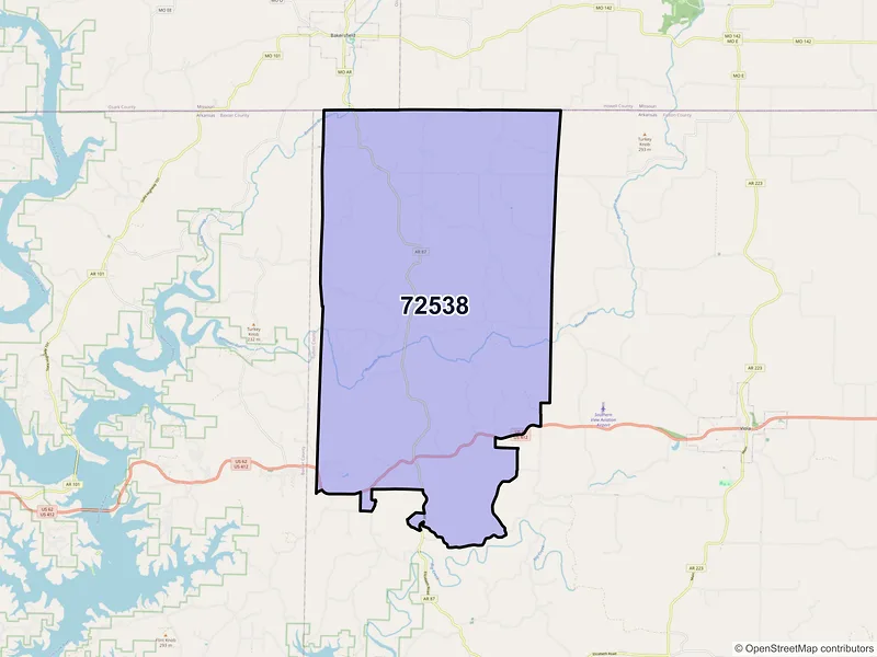 Map of ZIP Code 72538 — Gepp, AR