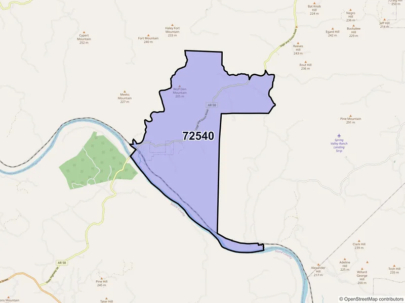 Map of ZIP Code 72540 — Guion, AR