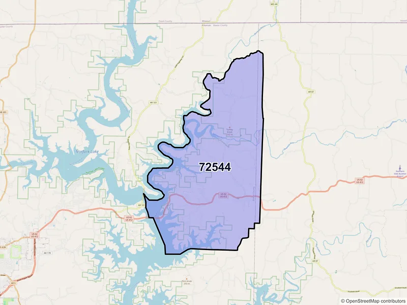 Map of ZIP Code 72544 — Henderson, AR