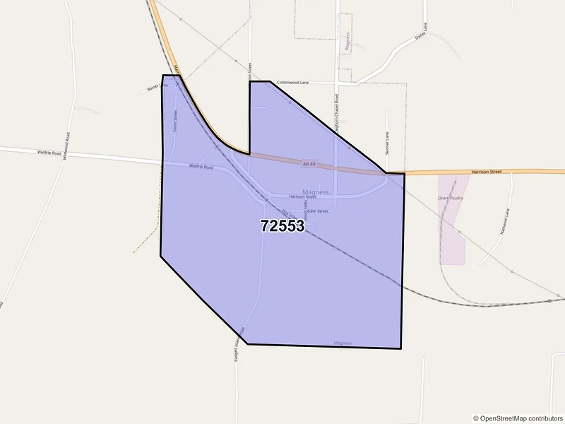 Map of Magness, Arkansas and ZIP codes