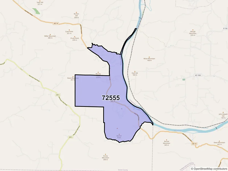 Map of ZIP Code 72555 — Marcella, AR