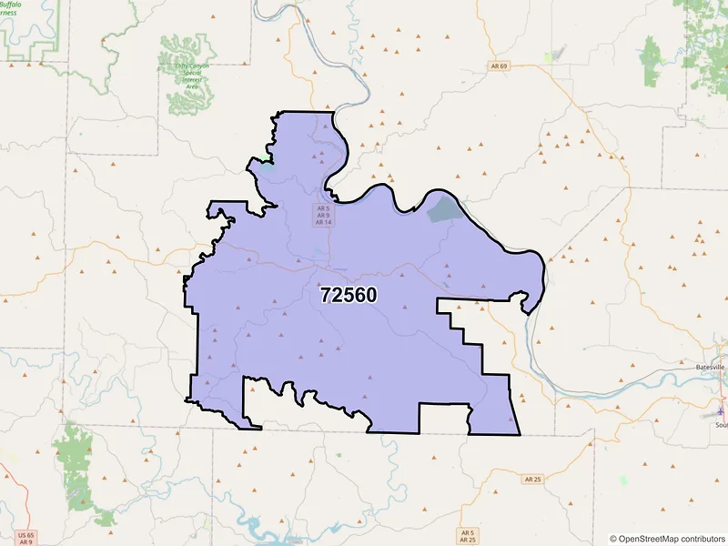 Map of Mountain View, Arkansas and ZIP codes