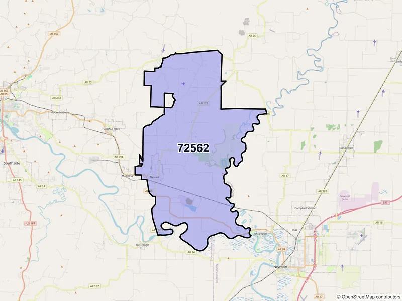 Map of ZIP Code 72562 — Newark, AR