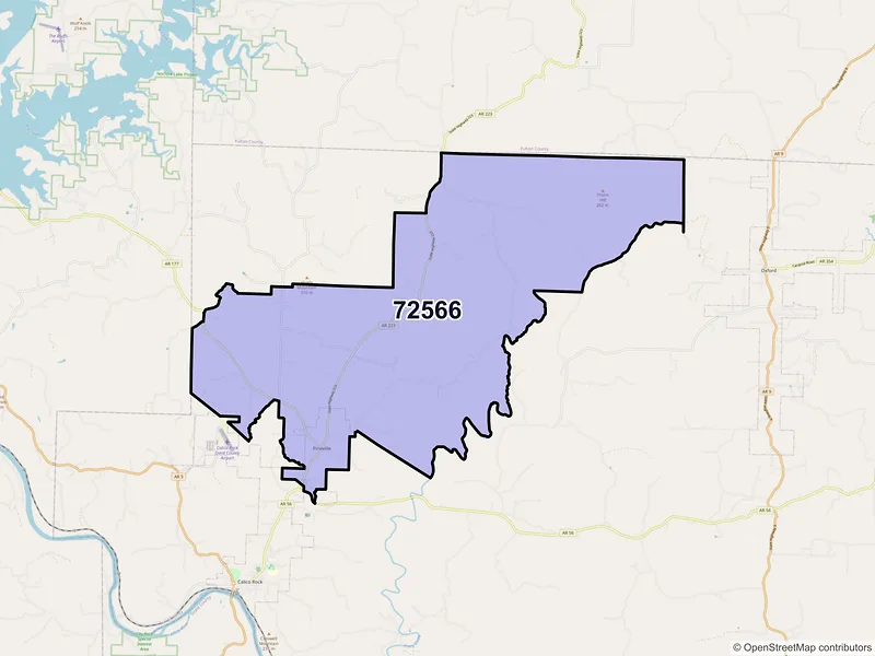 Map of Pineville, Arkansas and ZIP codes