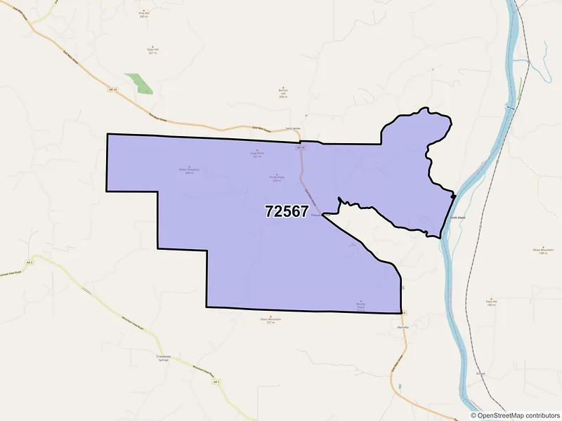 Map of ZIP Code 72567 — Pleasant Grove, AR