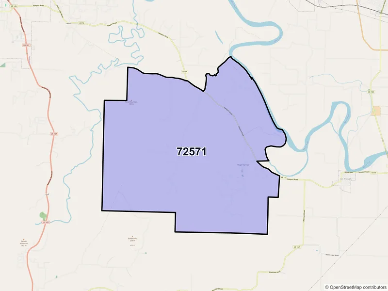 Map of ZIP Code 72571 — Rosie, AR