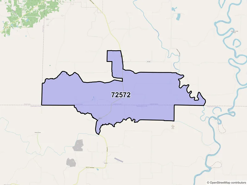 Map of Saffell, Arkansas and ZIP codes