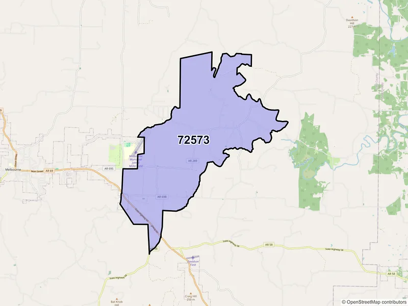 Map of ZIP Code 72573 — Sage, AR