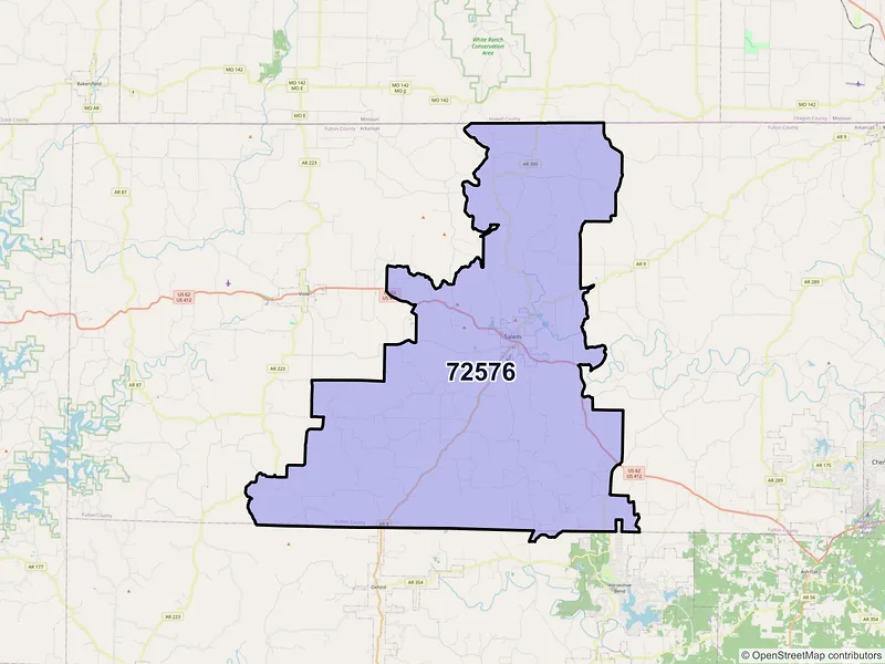 Map of ZIP Code 72576 — Salem, AR