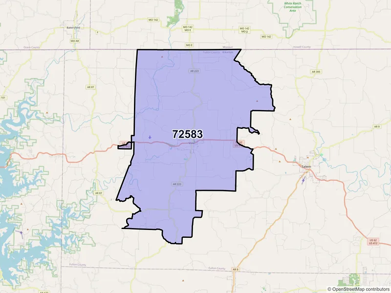 Map of ZIP Code 72583 — Viola, AR