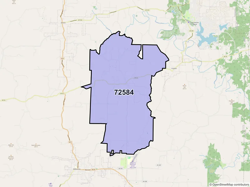 Map of ZIP Code 72584 — Violet Hill, AR