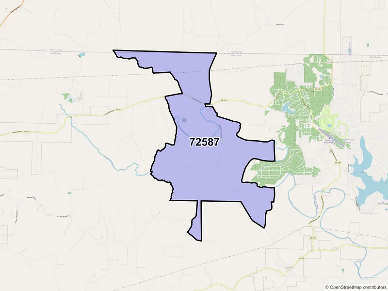 Map of ZIP Code 72587 — Wiseman, AR
