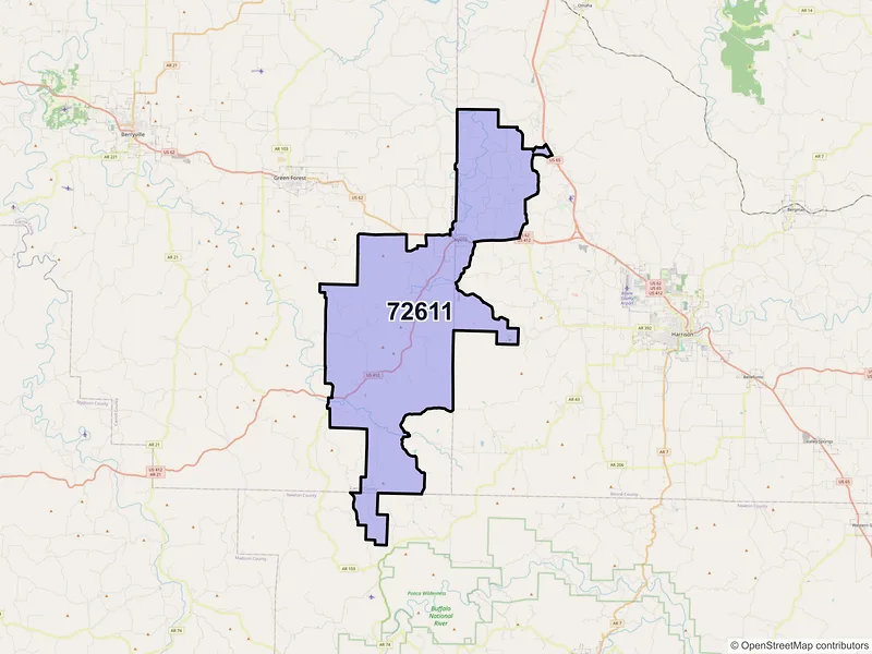 Map of ZIP Code 72611 — Alpena, AR