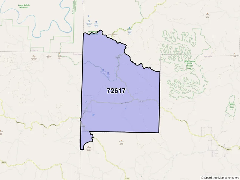 Map of ZIP Code 72617 — Big Flat, AR