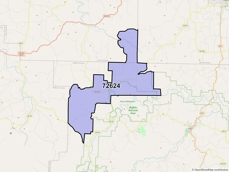 Map of ZIP Code 72624 — Compton, AR