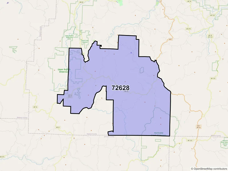 Map of ZIP Code 72628 — Deer, AR