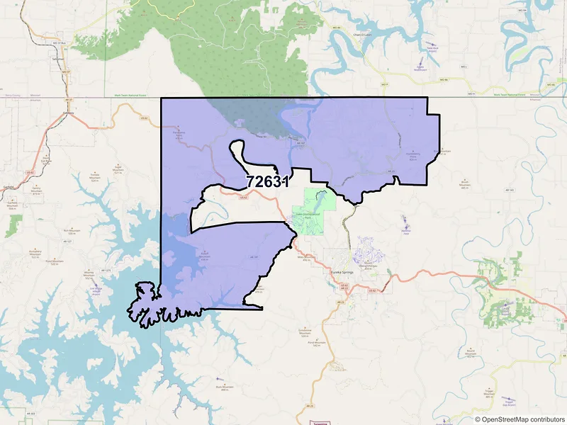 Map of ZIP Code 72631 — Eureka Springs, AR