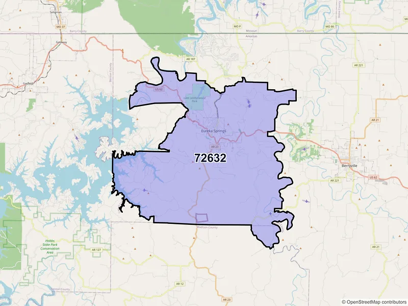 Map of ZIP Code 72632 — Eureka Springs, AR
